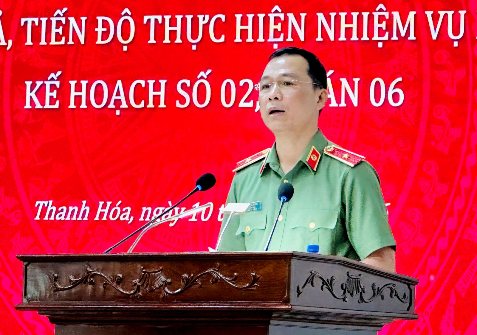 Thiếu tướng T&ocirc; Anh Dũng, Gi&aacute;m đốc C&ocirc;ng an tỉnh ph&aacute;t biểu kết luận Hội nghị