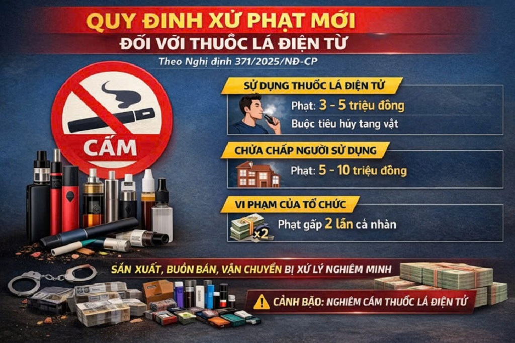 Xử phạt đến 5 triệu đồng đối với hành vi sử dụng thuốc lá điện tử