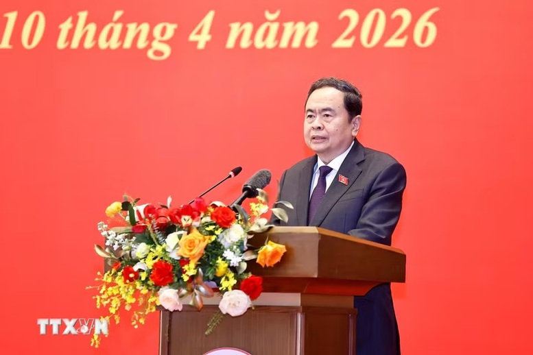 Ủy vi&ecirc;n Bộ Ch&iacute;nh trị, B&iacute; thư Đảng ủy Quốc hội, Chủ tịch Quốc hội Trần Thanh Mẫn ph&aacute;t biểu nhận nhiệm vụ - Ảnh: TTXVN