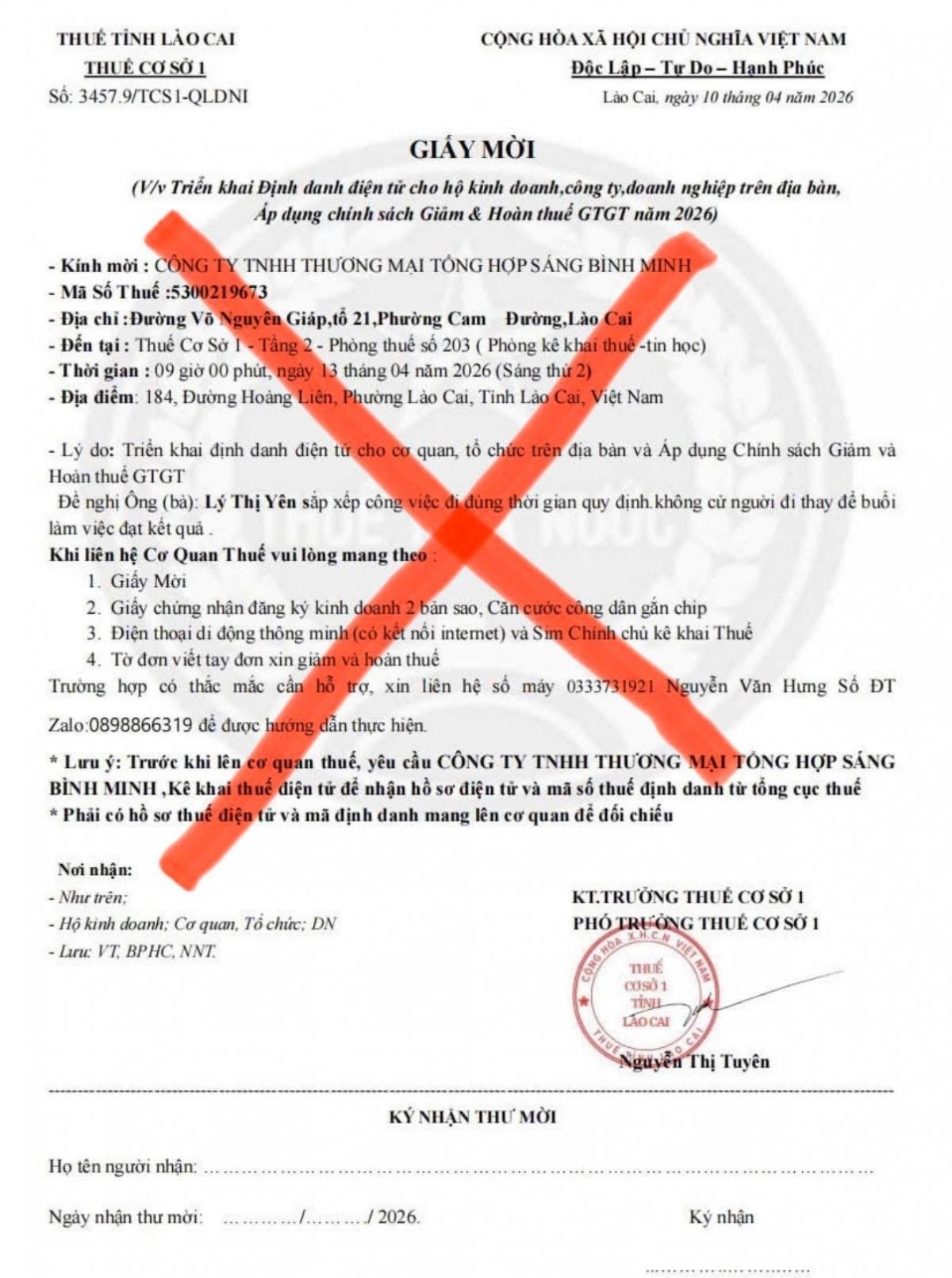 Văn bản giả mạo cơ quan Thuế trên địa bàn tỉnh Lào Cai. Thuế tỉnh Lào Cai Văn bản giả mạo cơ quan Thuế trên địa bàn tỉnh Lào Cai. Thuế tỉnh Lào Cai