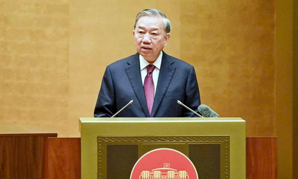 Tổng B&iacute; thư, Chủ tịch nước T&ocirc; L&acirc;m ph&aacute;t biểu chỉ đạo tại điểm cầu Trung ương.