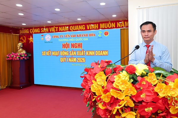 &Ocirc;ng Nguyễn Thanh Hải- Tổng Gi&aacute;m đốc C&ocirc;ng ty Yến s&agrave;o Kh&aacute;nh H&ograve;a ph&aacute;t biểu