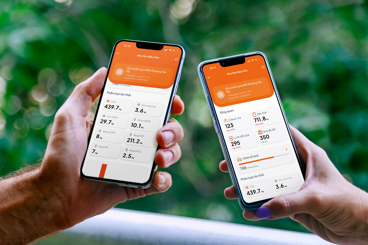 Người d&acirc;n c&oacute; thể nắm bắt khối lượng r&aacute;c thu gom v&agrave; ph&acirc;n loại theo từng nh&oacute;m vật liệu được ghi nhận từ thực tế tr&ecirc;n điện thoại