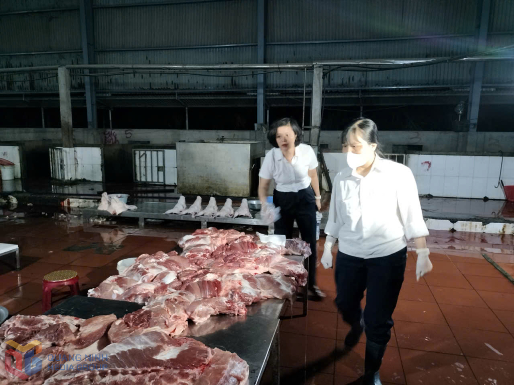 Chi cục Chăn nuôi và Thú y kiểm tra hoạt động giết mổ tại Cơ sở giết mổ Vang Thanh Dương (phường Uông Bí) Chi cục Chăn nuôi và Thú y kiểm tra hoạt động giết mổ tại Cơ sở giết mổ Vang Thanh Dương (phường Uông Bí)