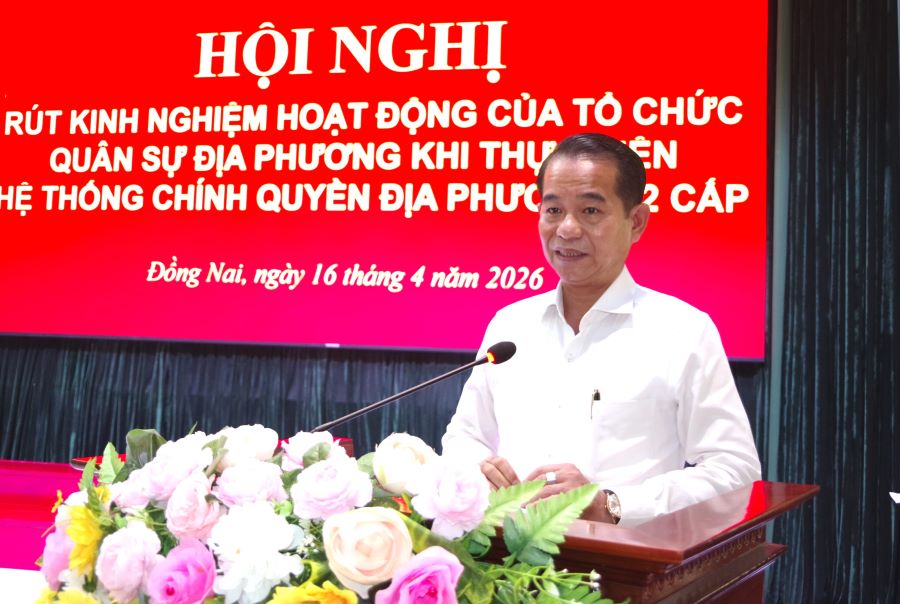 Đồng ch&iacute; Th&aacute;i Bảo, Ph&oacute; B&iacute; thư Tỉnh ủy tỉnh, Trưởng Ban Tổ chức Tỉnh ủy Đồng Nai ph&aacute;t biểu tại hội nghị.