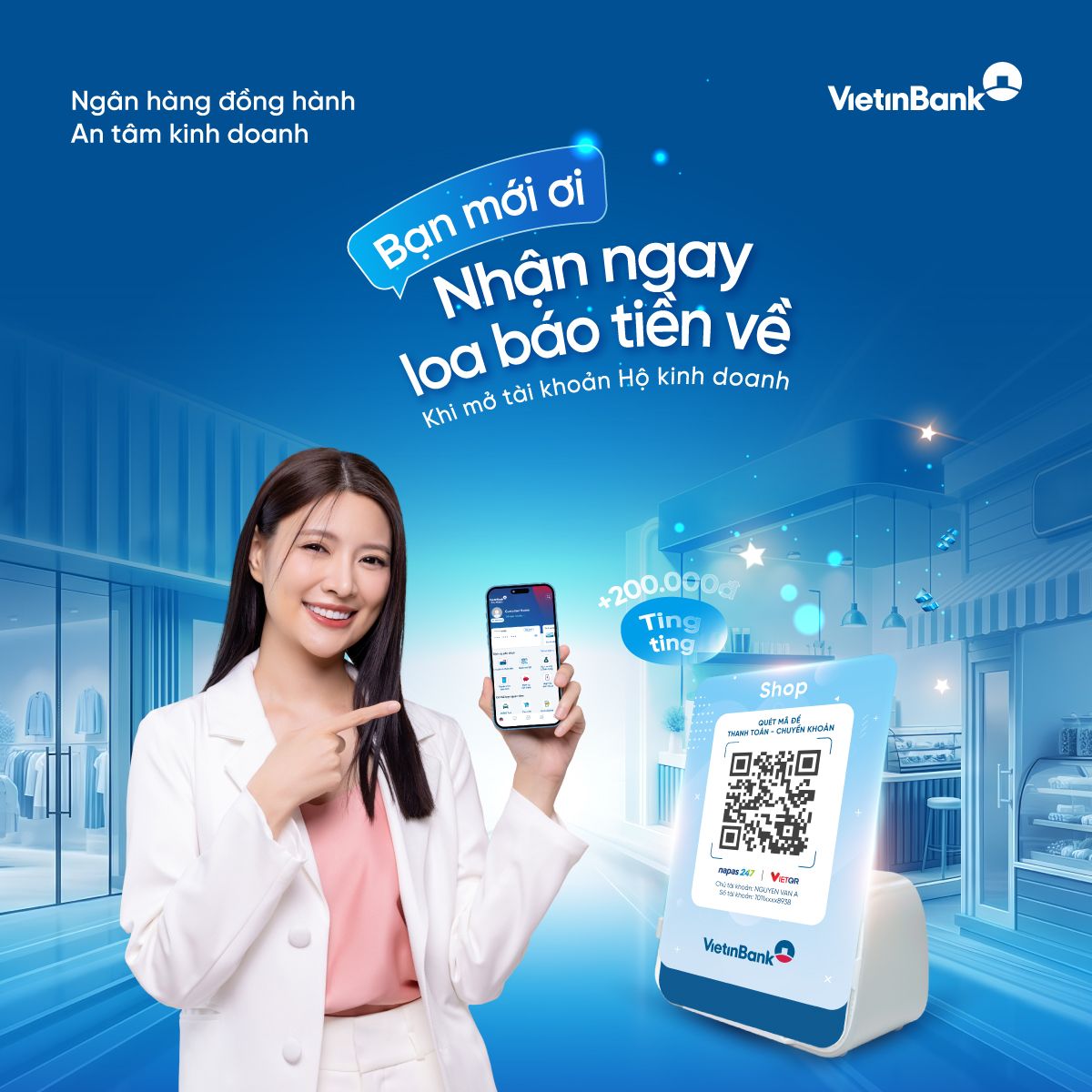 VietinBank hỗ trợ hộ kinh doanh chuyển đổi số, tặng loa thông báo tiền về