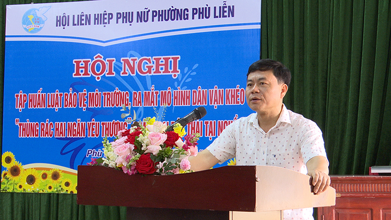 Hội Liên hiệp Phụ nữ phường Phù Liễn ra mắt mô hình dân vận khéo “Thùng rác hai ngăn yêu thương”