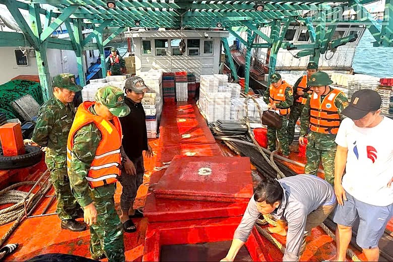 Tạm giữ tàu cá vận chuyển 10.000 lít dầu không rõ nguồn gốc trên vùng biển Bạch Long Vĩ