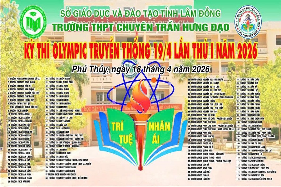 Lâm Đồng: Hơn 3.100 học sinh tham gia Kỳ thi Olympic 19/4 lần thứ I