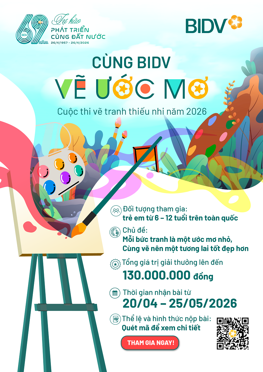 Cuộc thi vẽ tranh thiếu nhi “Cùng BIDV vẽ ước mơ”