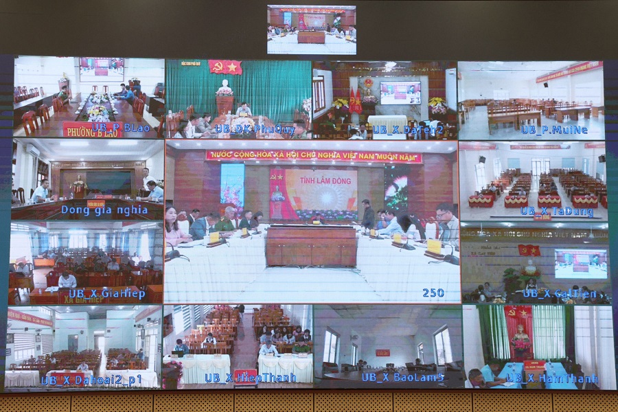 Hội nghị được tổ chức trực tuyến tại UBND tỉnh L&acirc;m Đồng, kết nối với 124 x&atilde;, phường, đặc khu