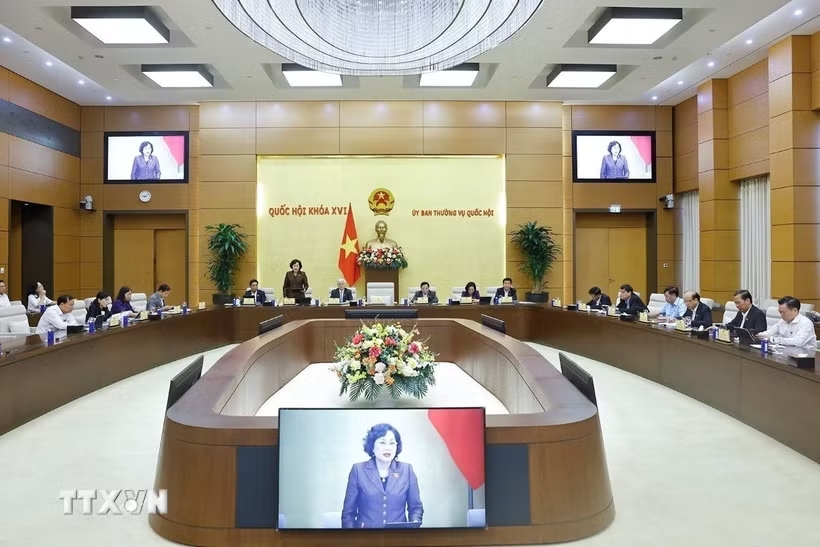 Ph&oacute; chủ tịch Quốc hội Nguyễn Thị Hồng ph&aacute;t biểu. (Ảnh: Do&atilde;n Tấn/TTXVN)