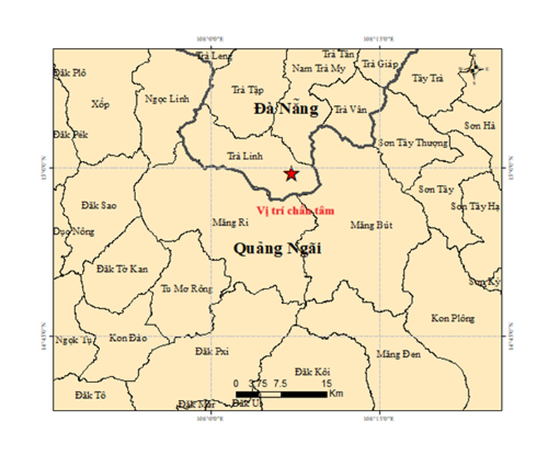 Liên tiếp xảy ra 5 trận động đất ở Đà Nẵng và Quảng Ngãi