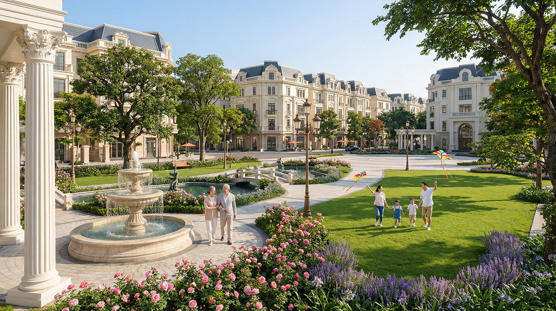 Những kh&ocirc;ng gian cảnh quan xanh mang tới cuộc sống thư th&aacute;i cho cư d&acirc;n của Danko The Country