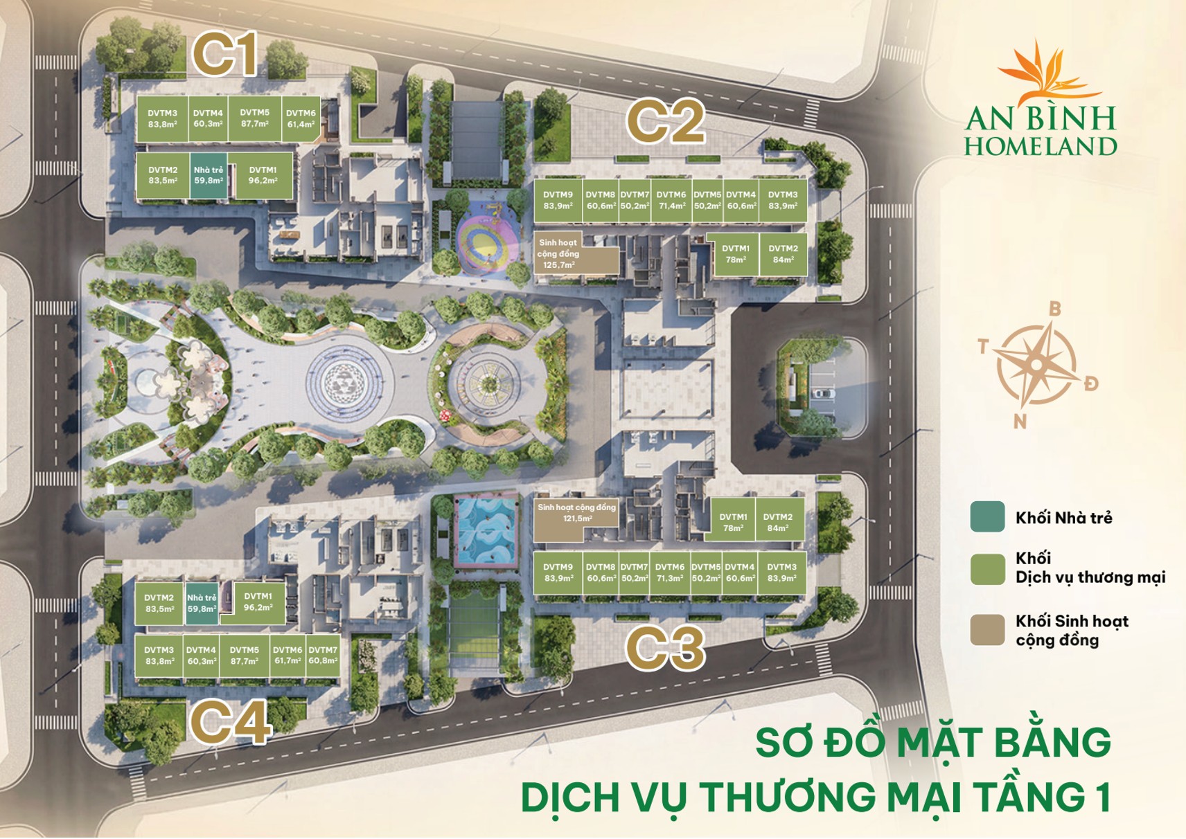 Mặt bằng điển h&igrave;nh tầng dịch vụ thương mại tại dự &aacute;n An B&igrave;nh HomeLand