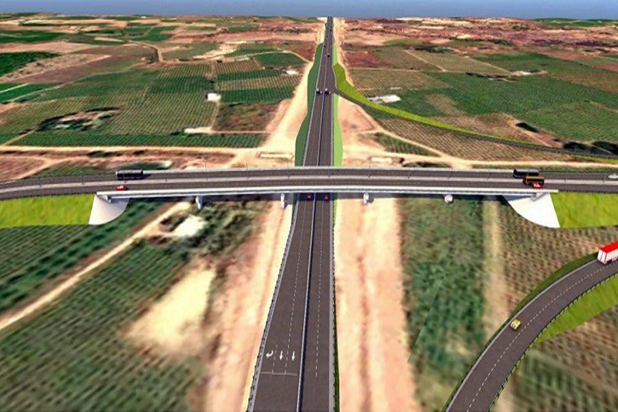 Cầu vượt đường bộ qua cao tốc Bắc-Nam.