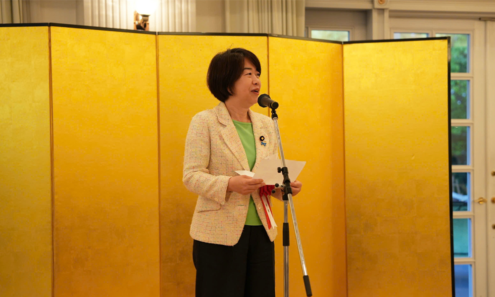 B&agrave; Yamamoto Sachiko, Th&agrave;nh vi&ecirc;n Hạ viện, Chủ tịch Đảng D&acirc;n chủ Tự do ph&aacute;t biểu tại chương tr&igrave;nh.