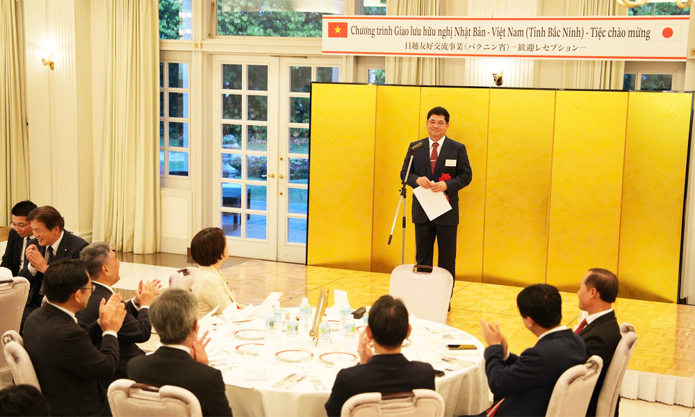 B&iacute; thư Tỉnh ủy Nguyễn Hồng Th&aacute;i ph&aacute;t biểu n&ecirc;u r&otilde; tỉnh Bắc Ninh mong muốn tăng cường hợp t&aacute;c thực chất, hiệu quả với c&aacute;c địa phương v&agrave; doanh nghiệp Nhật Bản.