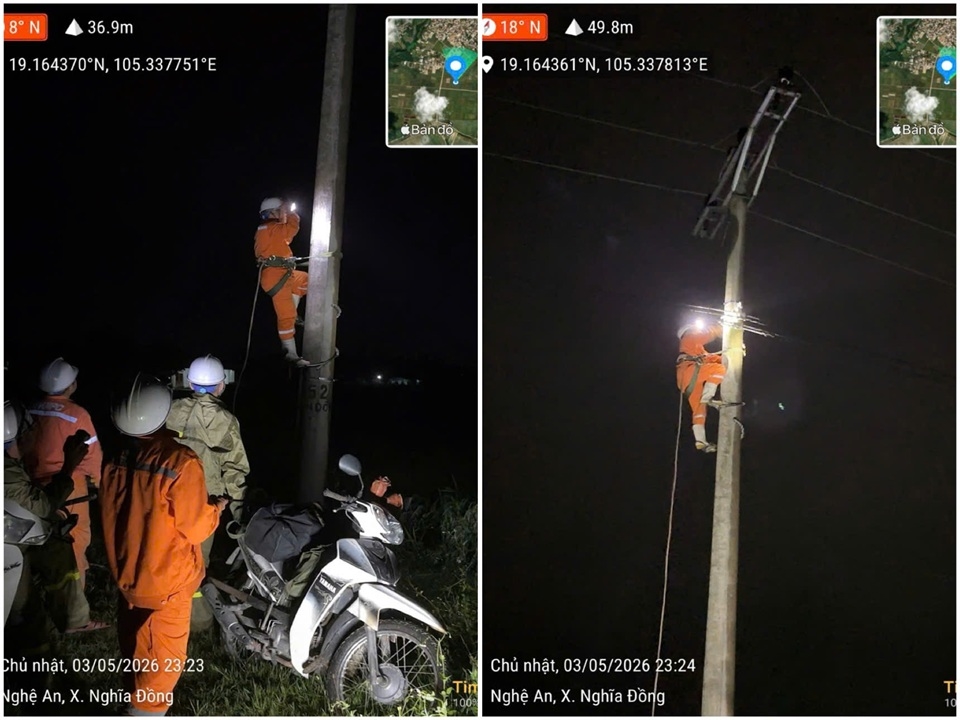 Công ty Điện lực Nghệ An xuyên đêm khắc phục sự cố do mưa đá, lốc xoáy, nhanh chóng cấp điện trở lại