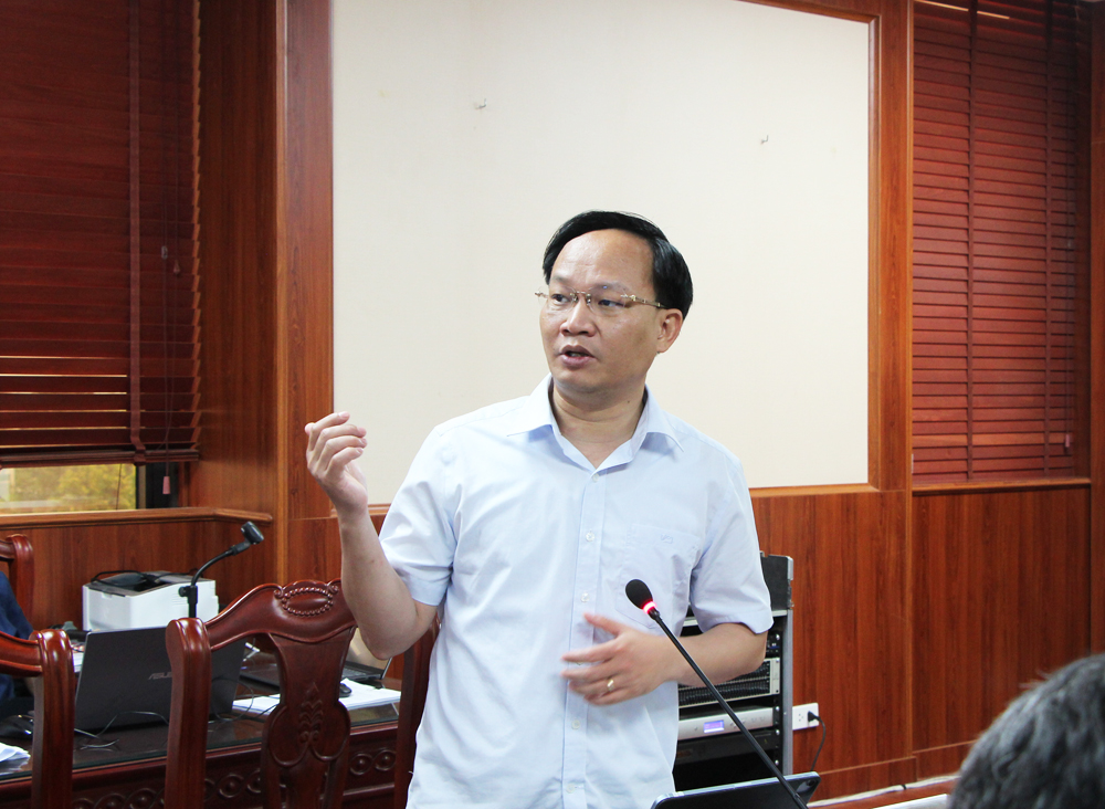 Đồng ch&iacute; Phạm Văn Thịnh ph&aacute;t biểu tại hội nghị.