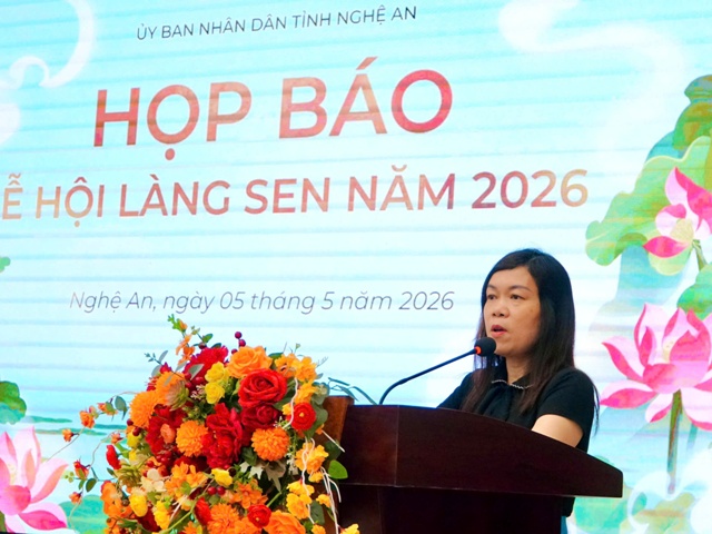 Ph&oacute; Gi&aacute;m đốc Sở Văn h&oacute;a, Thể thao v&agrave; Du lịch Qu&aacute;ch Thị Cường th&ocirc;ng tin về c&aacute;c hoạt động của Lễ hội L&agrave;ng Sen năm 2026.
