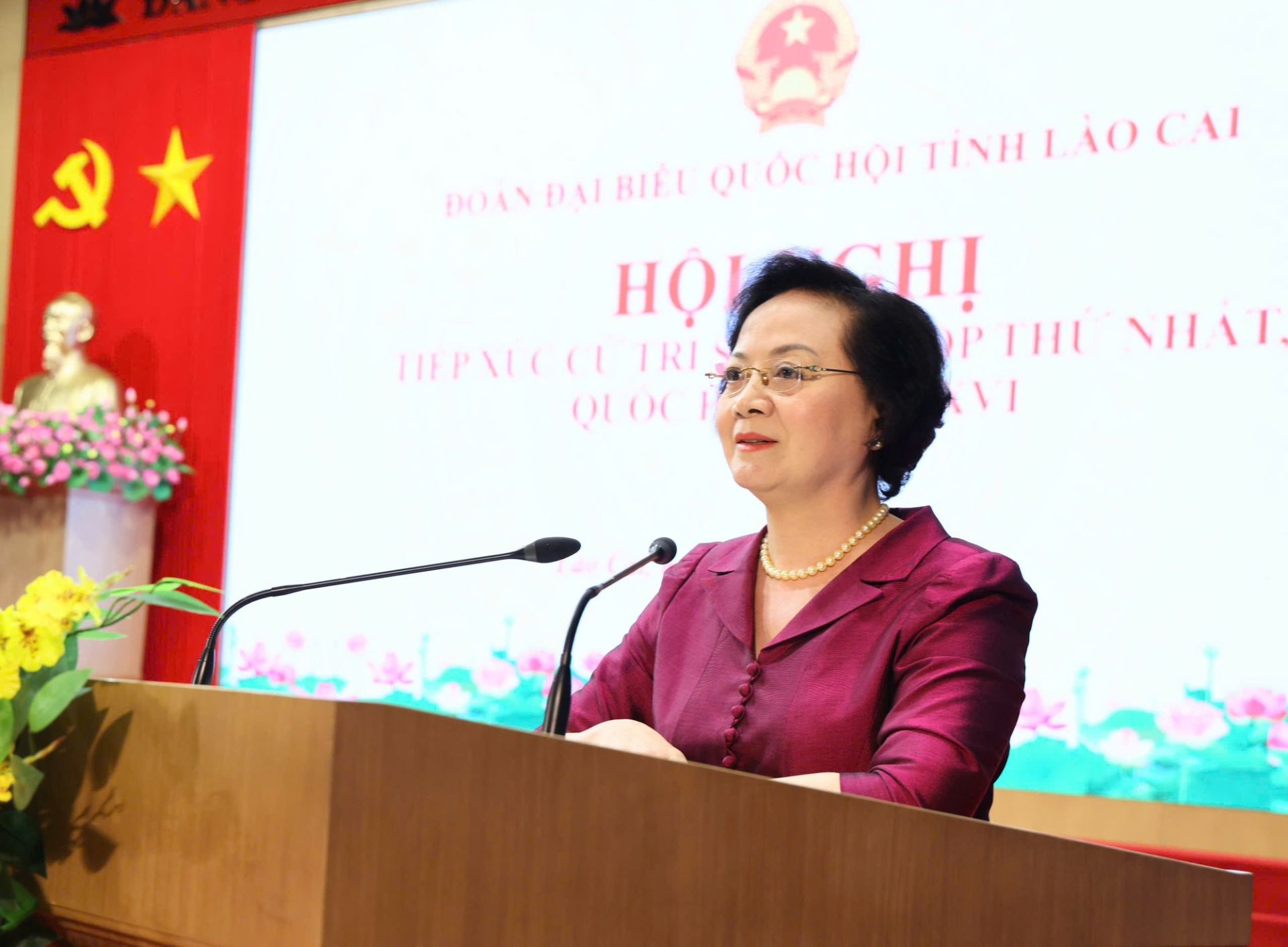 Ph&oacute; Thủ tướng Phạm Thị Thanh Tr&agrave; th&ocirc;ng tin về t&igrave;nh h&igrave;nh kinh tế-x&atilde; hội đất nước tới c&aacute;c cử tri