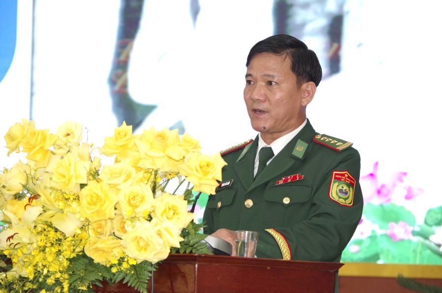 Đại t&aacute; Dương Văn Dược, Ch&iacute;nh ủy Bộ đội Bi&ecirc;n ph&ograve;ng tỉnh T&acirc;y Ninh, ph&aacute;t biểu &ocirc;n truyền thống 50 năm Ng&agrave;y Truyền thống Bộ đội Bi&ecirc;n ph&ograve;ng tỉnh Long An