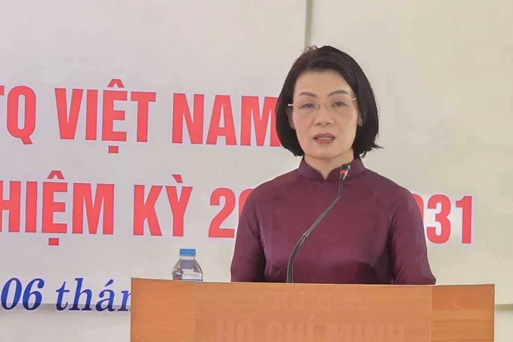 Ph&oacute; Chủ tịch Thường trực Ủy ban MTTQ tỉnh Đỗ Thị To&aacute;n ph&aacute;t biểu tại buổi lễ.