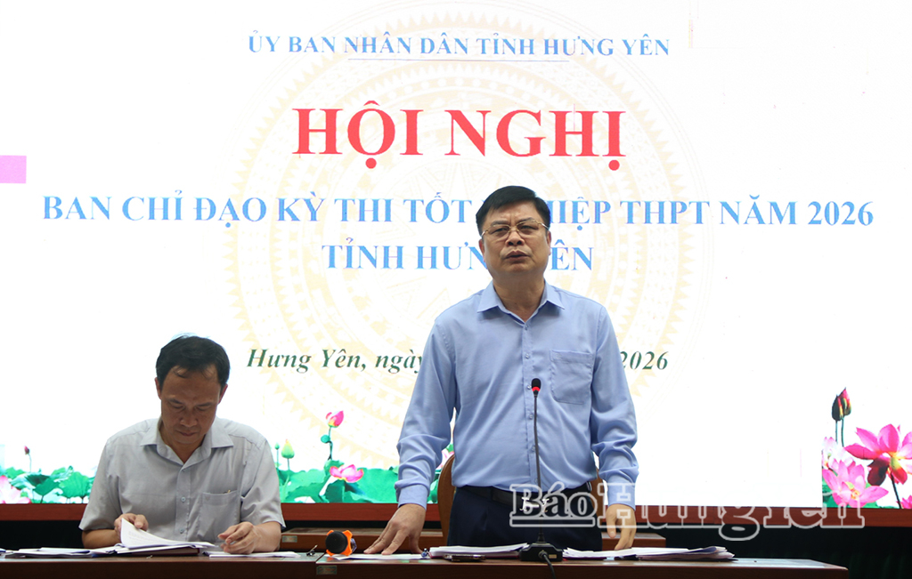 Ông Phạm Văn Nghiêm, Phó Chủ tịch UBND tỉnh, Trưởng ban Chỉ đạo kỳ thi tốt nghiệp THPT năm 2026 phát biểu tại cuộc họp. (Ảnh báo HY) Ông Phạm Văn Nghiêm, Phó Chủ tịch UBND tỉnh, Trưởng ban Chỉ đạo kỳ thi tốt nghiệp THPT năm 2026 phát biểu tại cuộc họp. (Ảnh báo HY)