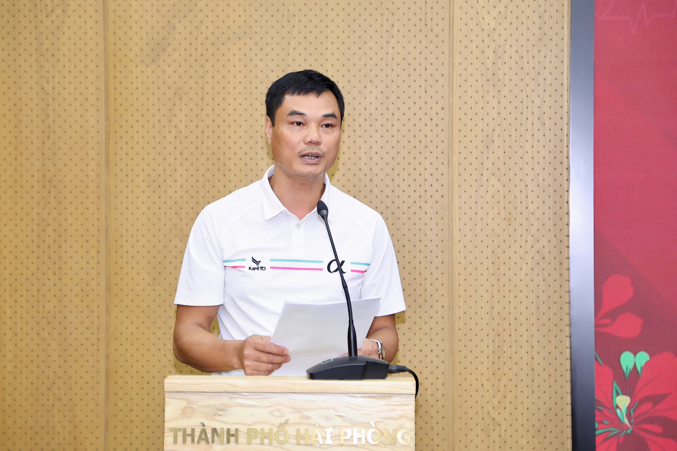 &Ocirc;ng Phạm Hữu Dũng, Huấn luyện vi&ecirc;n Trưởng Đội tuyển B&oacute;ng chuyền nữ Hải Ph&ograve;ng ph&aacute;t biểu.