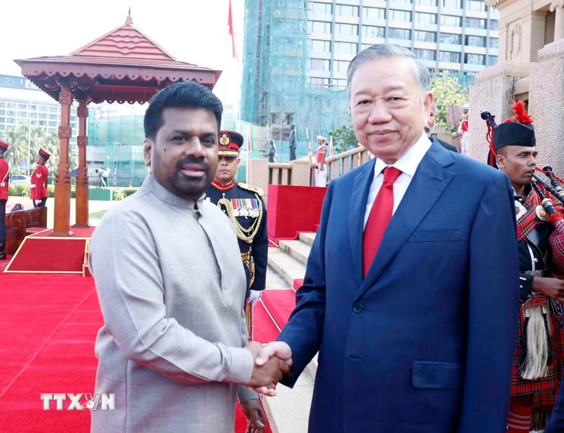 Tổng thống Sri Lanka Anura Kumara Dissanayake đ&oacute;n Tổng B&iacute; thư, Chủ tịch nước T&ocirc; L&acirc;m - Ảnh: TTXVN