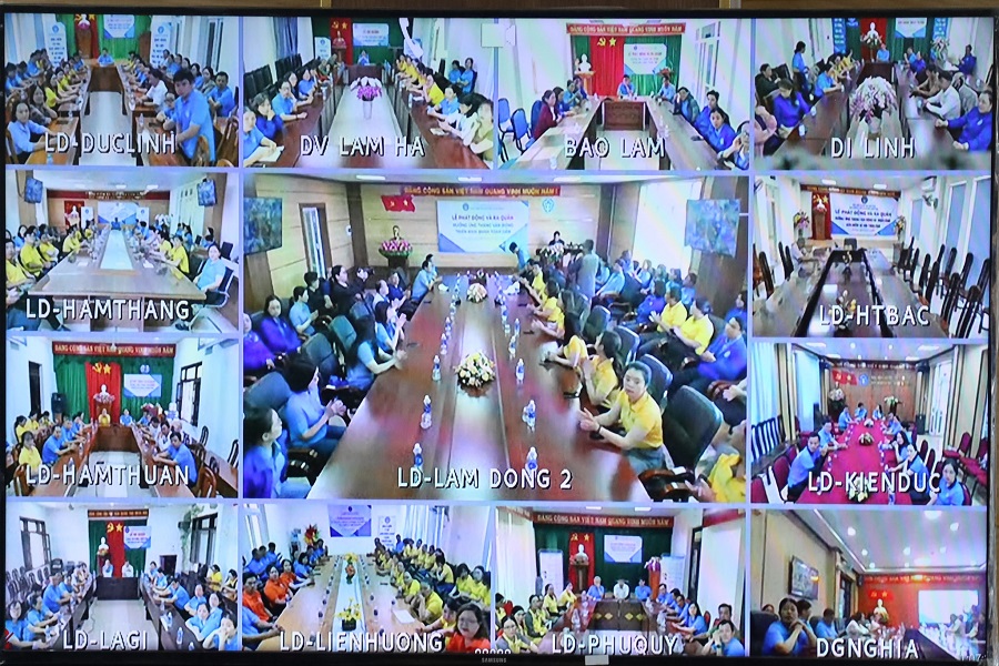 Buổi lễ được kết nối trực tuyến đến 20 điểm cầu BHXH cơ sở trong to&agrave;n tỉnh L&acirc;m Đồng