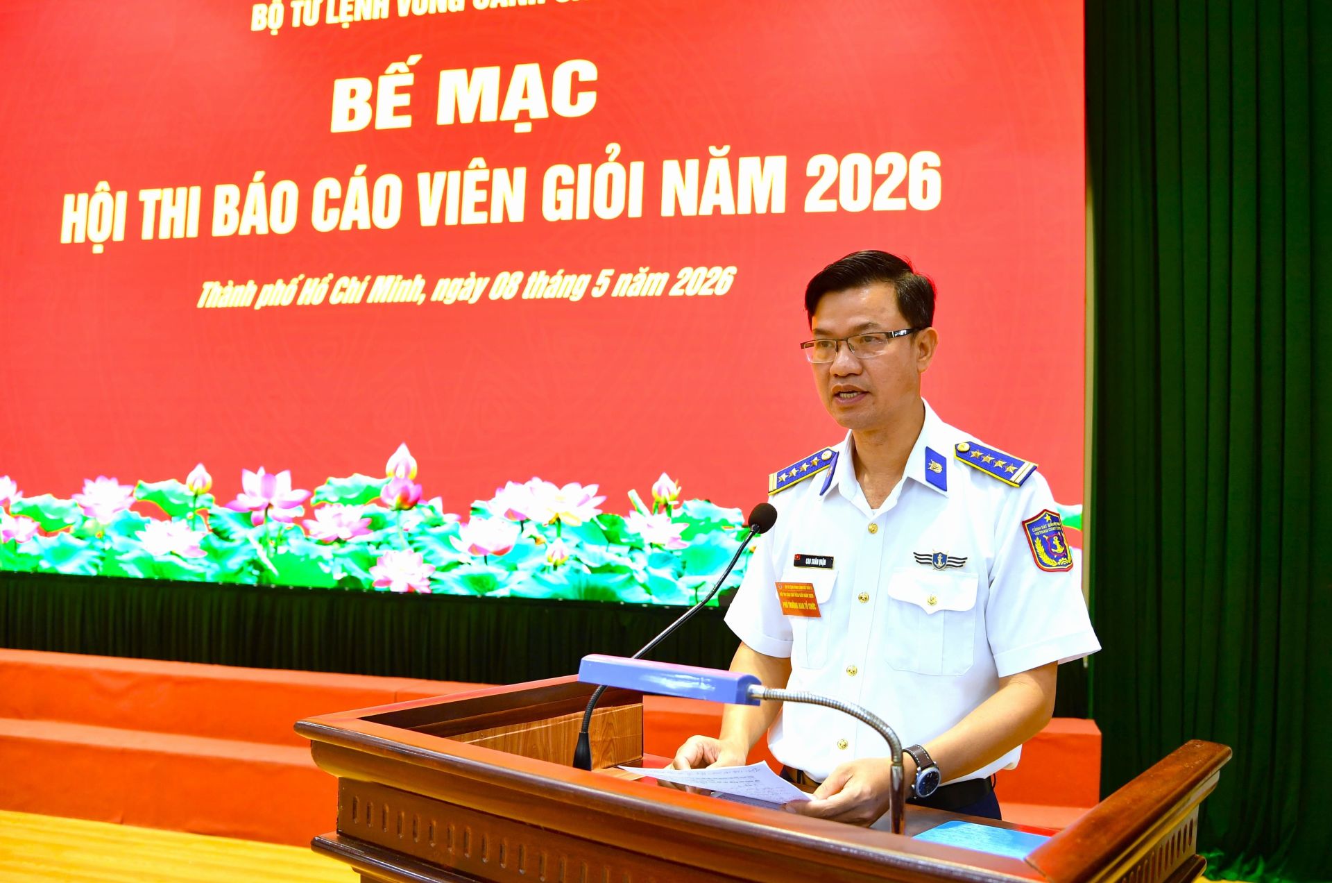 Đại t&aacute; Cao Xu&acirc;n Quận - Ph&oacute; Ch&iacute;nh ủy V&ugrave;ng - Ph&oacute; trưởng ban Tổ chức ph&aacute;t biểu Bế mạc Hội thi