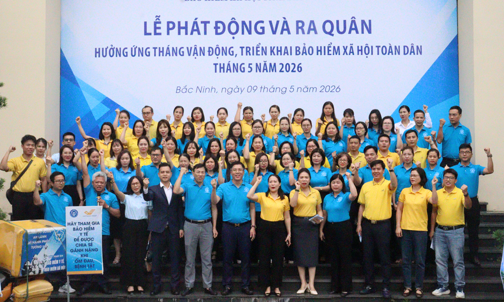 Lễ ra qu&acirc;n hưởng ứng Th&aacute;ng vận động, triển khai bảo hiểm x&atilde; hội to&agrave;n d&acirc;n năm 2026.