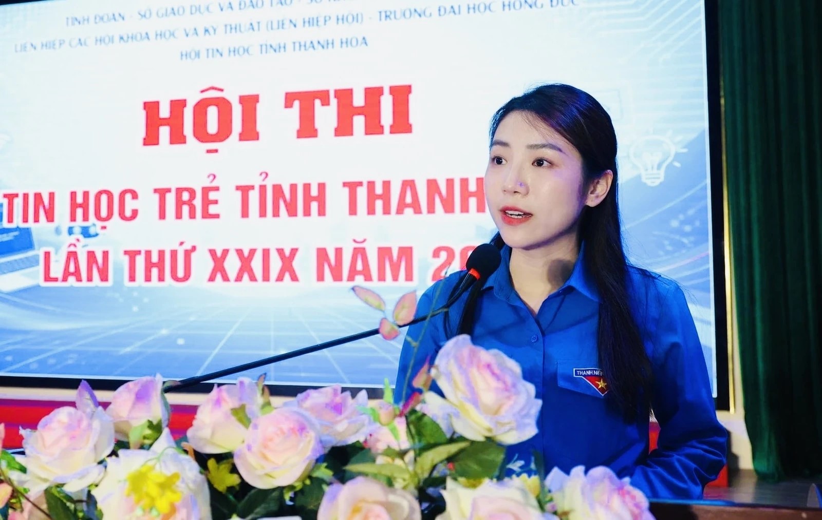 Đồng ch&iacute; L&ecirc; Ngọc &Aacute;nh, Tỉnh ủy vi&ecirc;n, B&iacute; thư Tỉnh đo&agrave;n ph&aacute;t biểu tại buổi lễ.