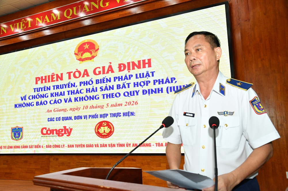 Thiếu tướng Nguyễn Văn DŨNG, Ch&iacute;nh ủy BTL V&ugrave;ng cảnh s&aacute;t biển 4 ph&aacute;t biểu tại Phi&ecirc;n t&ograve;a