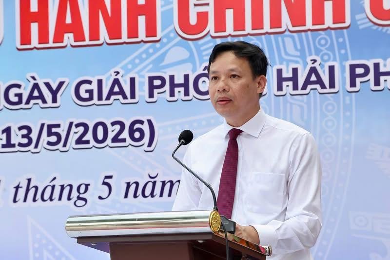 Chủ tịch UBND x&atilde; Quyết Thắng Đặng Văn Khởi ph&aacute;t biểu tại lễ kh&aacute;nh th&agrave;nh.