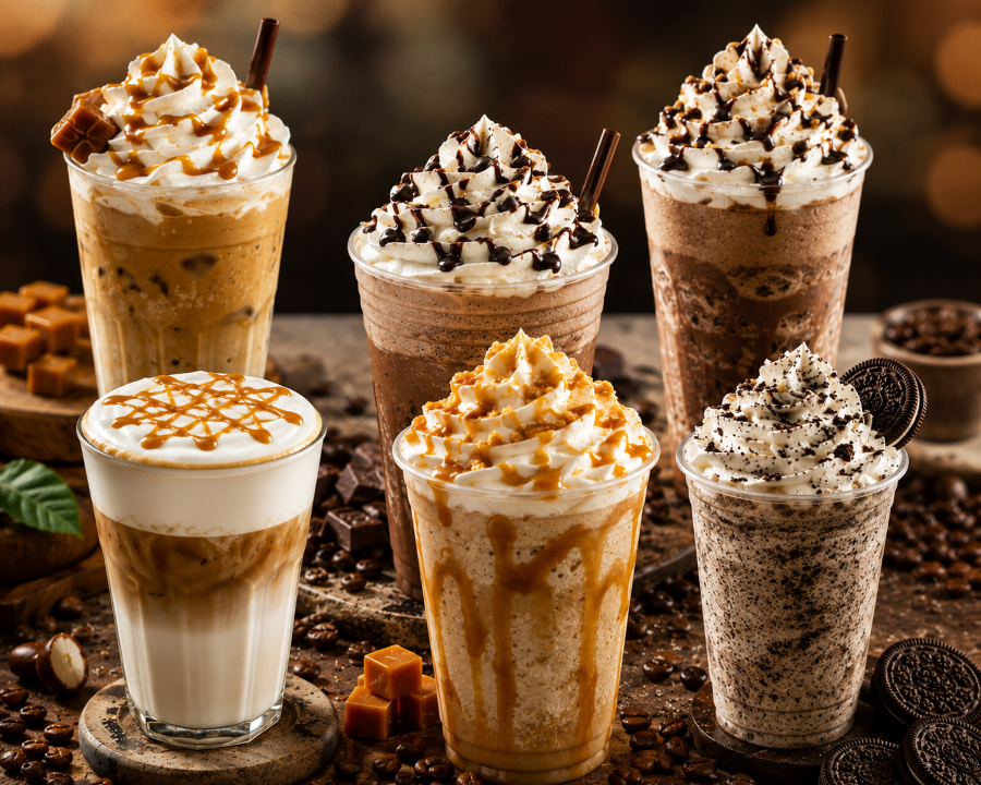 Kh&ocirc;ng chỉ tr&agrave; sữa hay soda, c&aacute;c loại c&agrave; ph&ecirc; pha chế nhiều đường v&agrave; kem tươi như latte caramel, mocha hay frappuccino cũng chứa lượng calo đ&aacute;ng kể