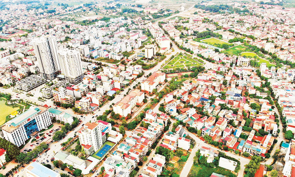 Một g&oacute;c đ&ocirc; thị phường Bắc Giang nh&igrave;n từ tr&ecirc;n cao.