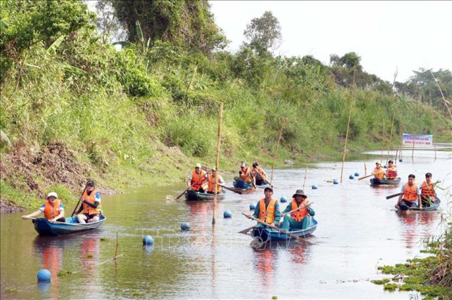 Đua xuồng ba l&aacute; trong rừng U Minh Hạ