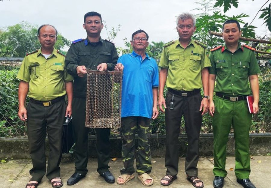 Vườn Quốc gia Vũ Quang tiếp nhận 1 cá thể trăn đất do người dân giao nộp