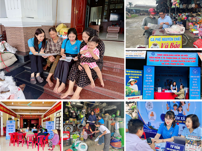BHXH 34 tỉnh, th&agrave;nh phố đồng loạt tổ chức Lễ ph&aacute;t động v&agrave; ra qu&acirc;n hưởng ứng Th&aacute;ng vận động, triển khai BHXH to&agrave;n d&acirc;n với chủ đề: &ldquo;Bảo hiểm x&atilde; hội - điểm tựa an sinh trọn đời&rdquo;