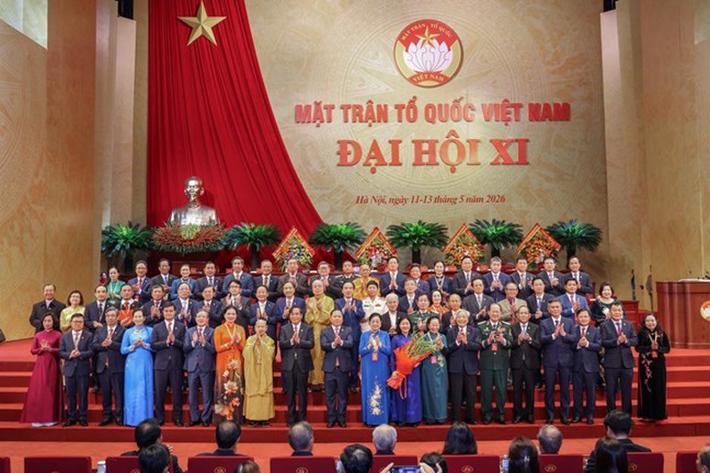 Đo&agrave;n Chủ tịch Ủy ban Trung ương MTTQ Việt Nam kh&oacute;a XI, nhiệm kỳ 2026 -2031 ra mắt Đại hội - Ảnh: VGP/To&agrave;n Thắng