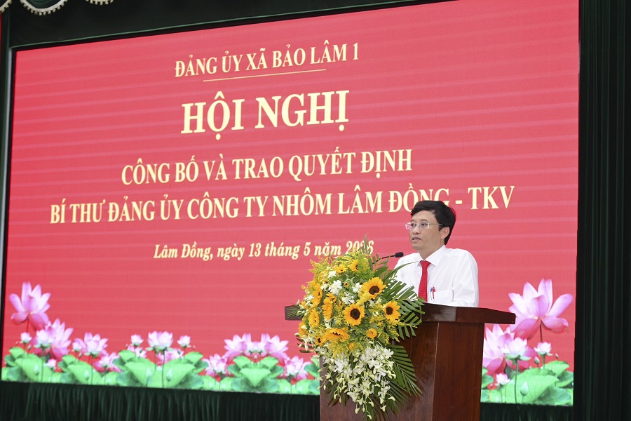 Đồng ch&iacute; Trương Ho&agrave;i Minh - B&iacute; Thư Đảng ủy, Chủ tịch HĐND x&atilde; Bảo L&acirc;m 1, tỉnh L&acirc;m Đồng ph&aacute;t biểu tại Hội nghị
