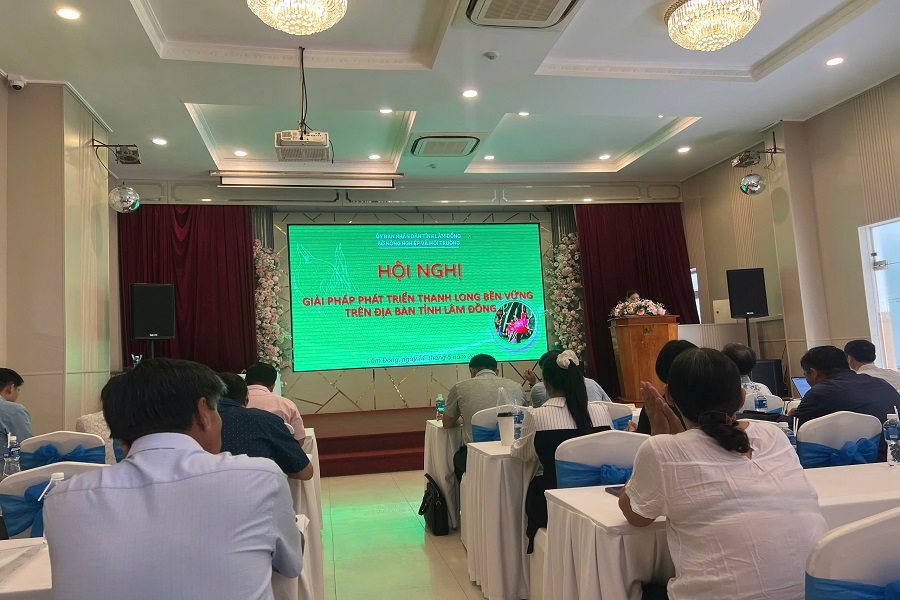 Quang cảnh hội nghị &ldquo;Giải ph&aacute;p ph&aacute;t triển thanh long bền vững tr&ecirc;n địa b&agrave;n tỉnh L&acirc;m Đồng&rdquo; diễn ra ng&agrave;y 14/5. Ảnh: T.H.