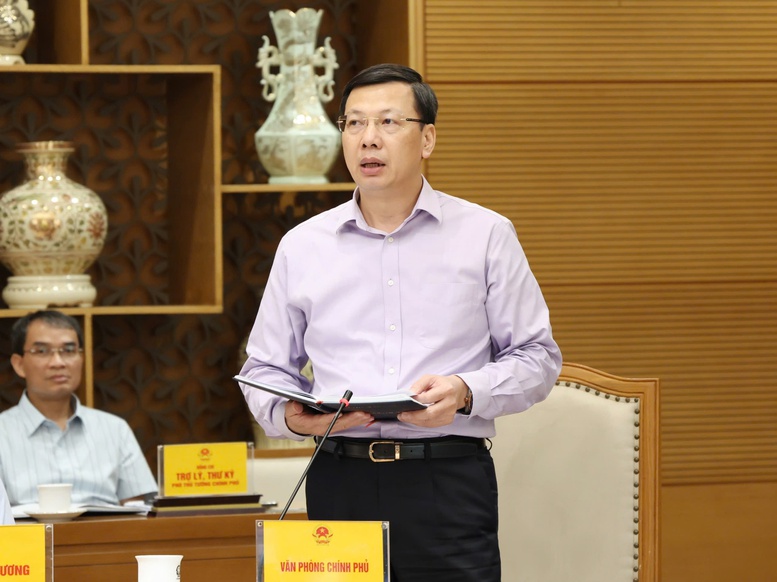 Ph&oacute; Chủ nhiệm VPCP Phạm Mạnh Cường ph&aacute;t biểu tại cuộc họp - Ảnh: VGP/Gia Huy