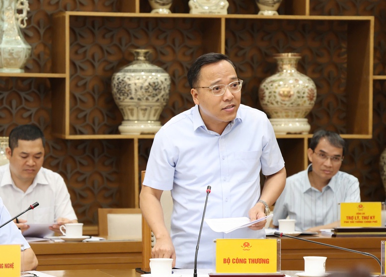 Thứ trưởng Bộ C&ocirc;ng Thương Nguyễn Ho&agrave;ng Long ph&aacute;t biểu tại cuộc họp - Ảnh: VGP/Gia Huy