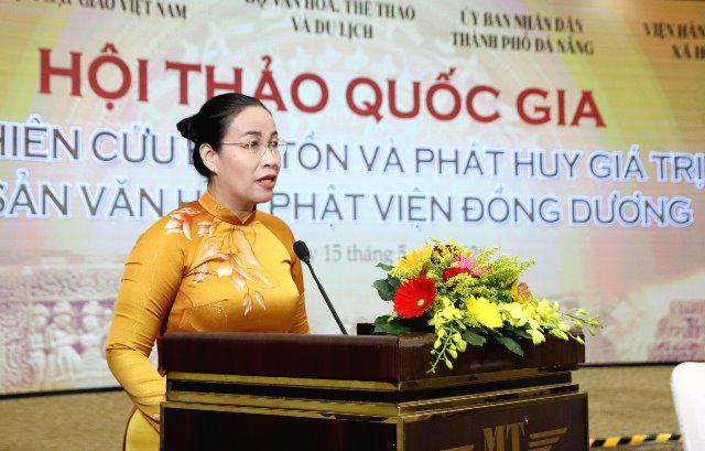 Ph&oacute; Chủ tịch UBND TP. Đ&agrave; Nẵng Nguyễn Thị Anh Thi ph&aacute;t biểu khai mạc Hội thảo.