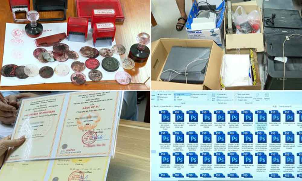 C&ocirc;ng cụ, phương tiện c&aacute;c đối tượng sử dụng để l&agrave;m giấy tờ giả.