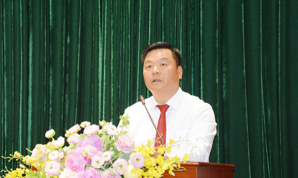 T&acirc;n Ch&aacute;nh Thanh tra tỉnh Hồ Nguy&ecirc;n Hồng ph&aacute;t biểu nhận nhiệm vụ.